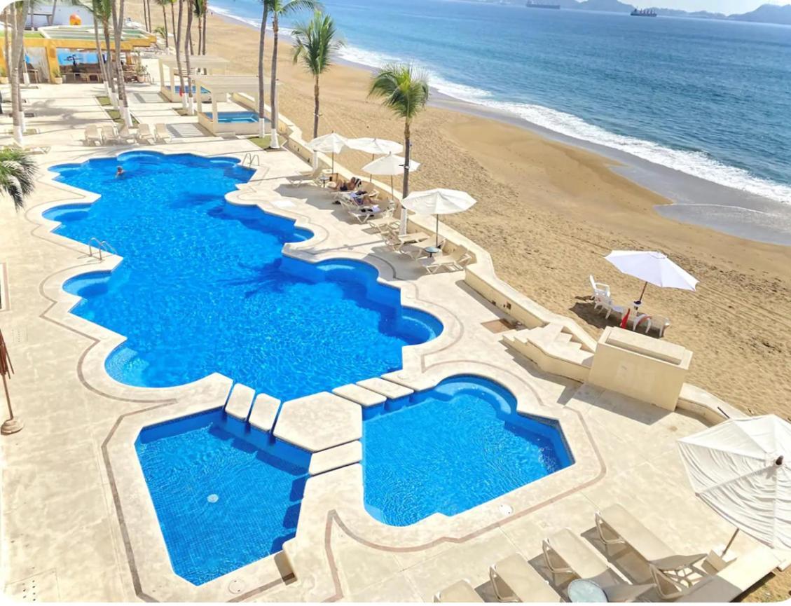 Beautiful Apartment Beach Front, Big Pool Manzanillo Exterior photo